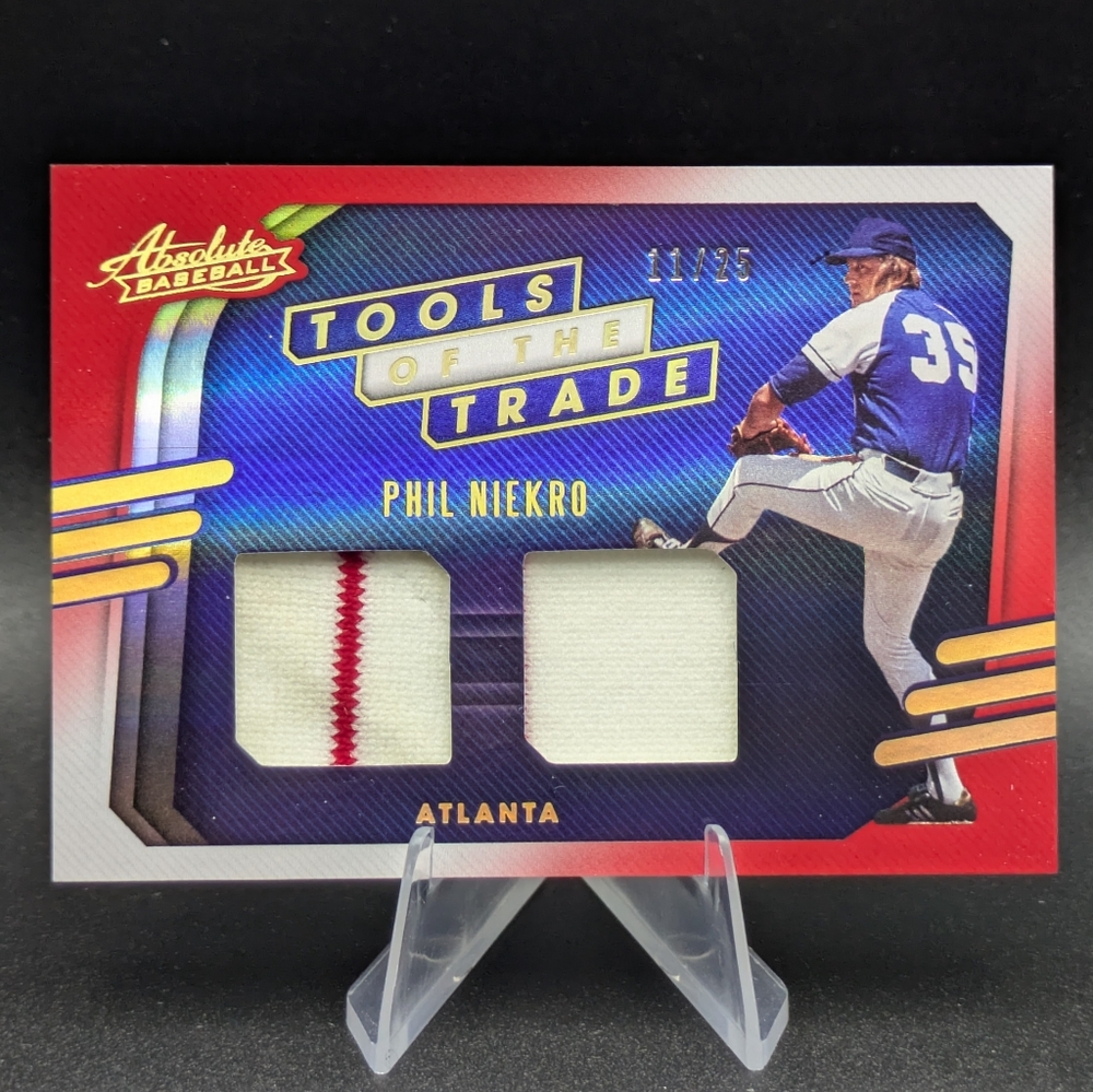 2021 Absolute Tools of the Trade 2 Swatch Spectrum Red /25 Phil Niekro Hall Fame